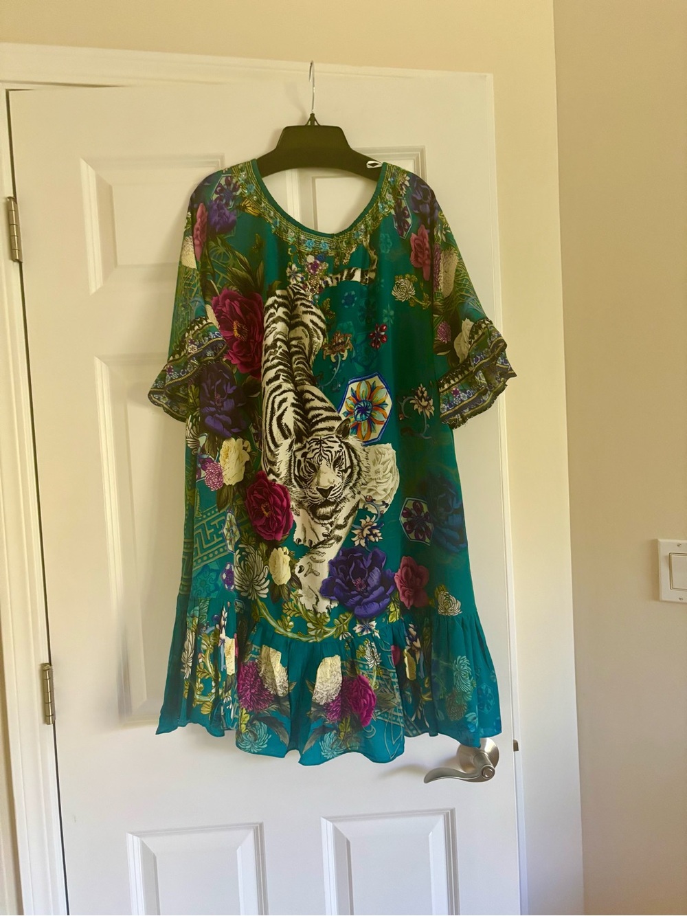 Camilla silk Teal Floral & Tiger Mini Dress. Very good condition